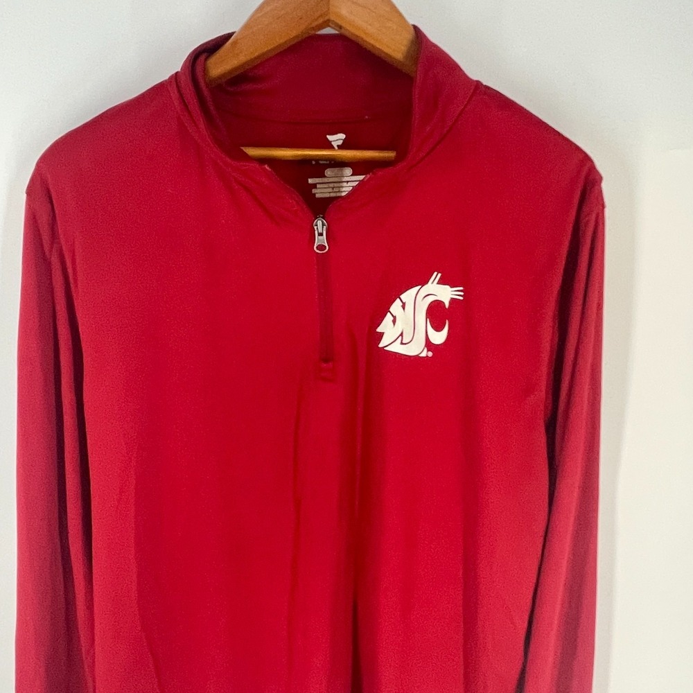 Washington State Cougars NCAA Fanatics Mens Red Long Sleeve 1/4 Zip Shirt XL